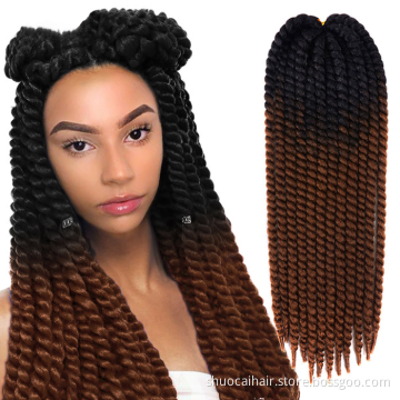 best price Twist Hair Jumbo Crochet Braids 22 inch 120g 20 Color Ombre Synthetic Crochet Hair Braiding Hair for women 2020